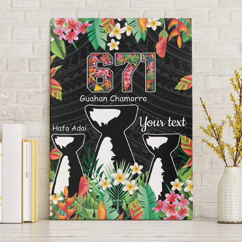 671 Guam Personalised Canvas Wall Art Latte Stone and Tropical Flowers