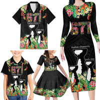 671 Guam Personalised Family Matching Long Sleeve Bodycon Dress and Hawaiian Shirt Latte Stone and Tropical Flowers LT9 - Polynesian Pride