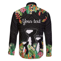671 Guam Personalised Family Matching Off The Shoulder Long Sleeve Dress and Hawaiian Shirt Latte Stone and Tropical Flowers LT9 - Polynesian Pride