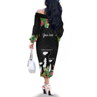 671 Guam Personalised Family Matching Off The Shoulder Long Sleeve Dress and Hawaiian Shirt Latte Stone and Tropical Flowers LT9 - Polynesian Pride