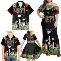 671 Guam Personalised Family Matching Off Shoulder Maxi Dress and Hawaiian Shirt Latte Stone and Tropical Flowers LT9 - Polynesian Pride