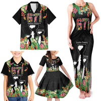 671 Guam Personalised Family Matching Tank Maxi Dress and Hawaiian Shirt Latte Stone and Tropical Flowers LT9 - Polynesian Pride