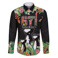 671 Guam Personalised Family Matching Tank Maxi Dress and Hawaiian Shirt Latte Stone and Tropical Flowers LT9 Dad's Shirt - Long Sleeve Black - Polynesian Pride