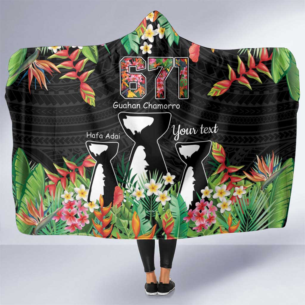 671 Guam Personalised Hooded Blanket Latte Stone and Tropical Flowers