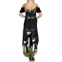 671 Guam Personalised Summer Maxi Dress Latte Stone and Tropical Flowers