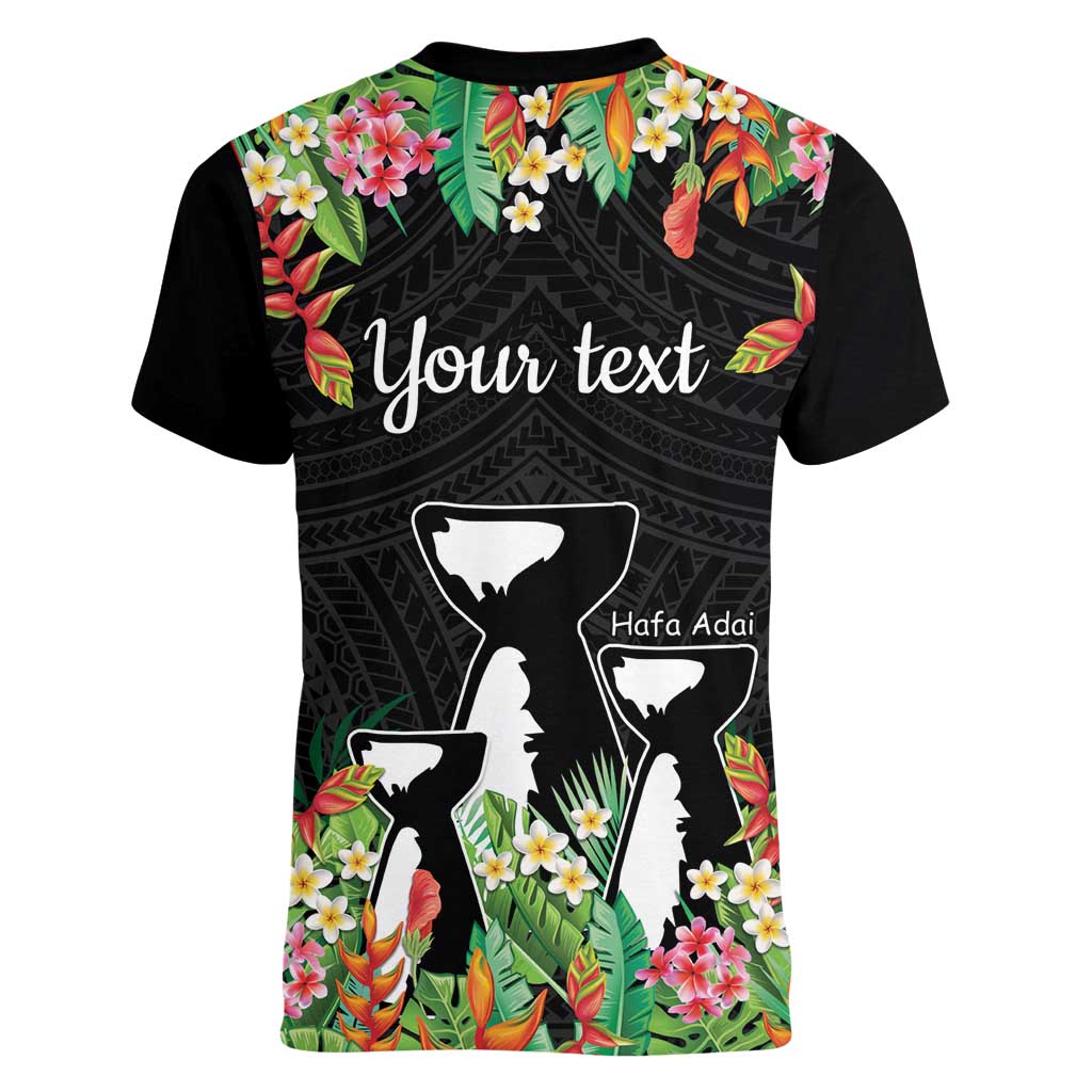 671 Guam Personalised Women V-Neck T-Shirt Latte Stone and Tropical Flowers