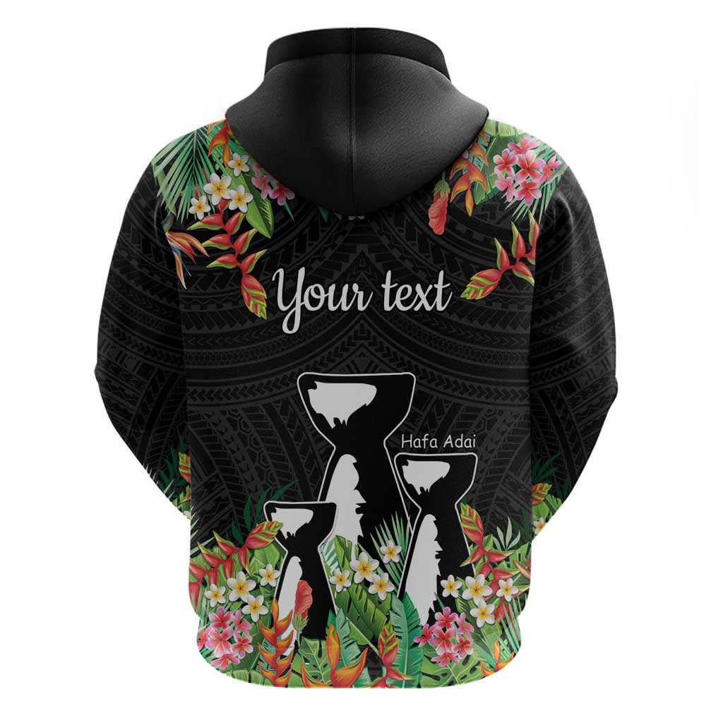 671 Guam Personalised Zip Hoodie Latte Stone and Tropical Flowers