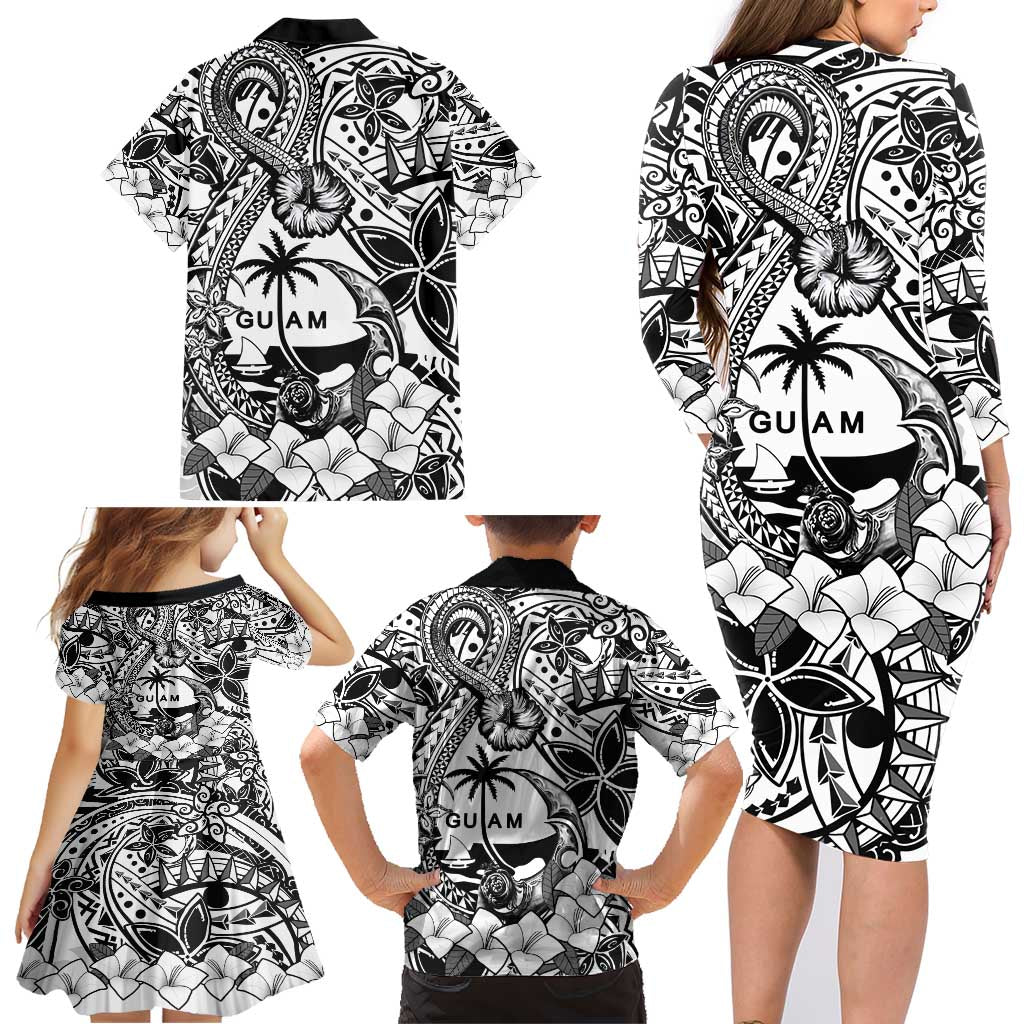 Guam Hafa Adai Guasali Flowers Family Matching Long Sleeve Bodycon Dress and Hawaiian Shirt LT9 - Polynesian Pride
