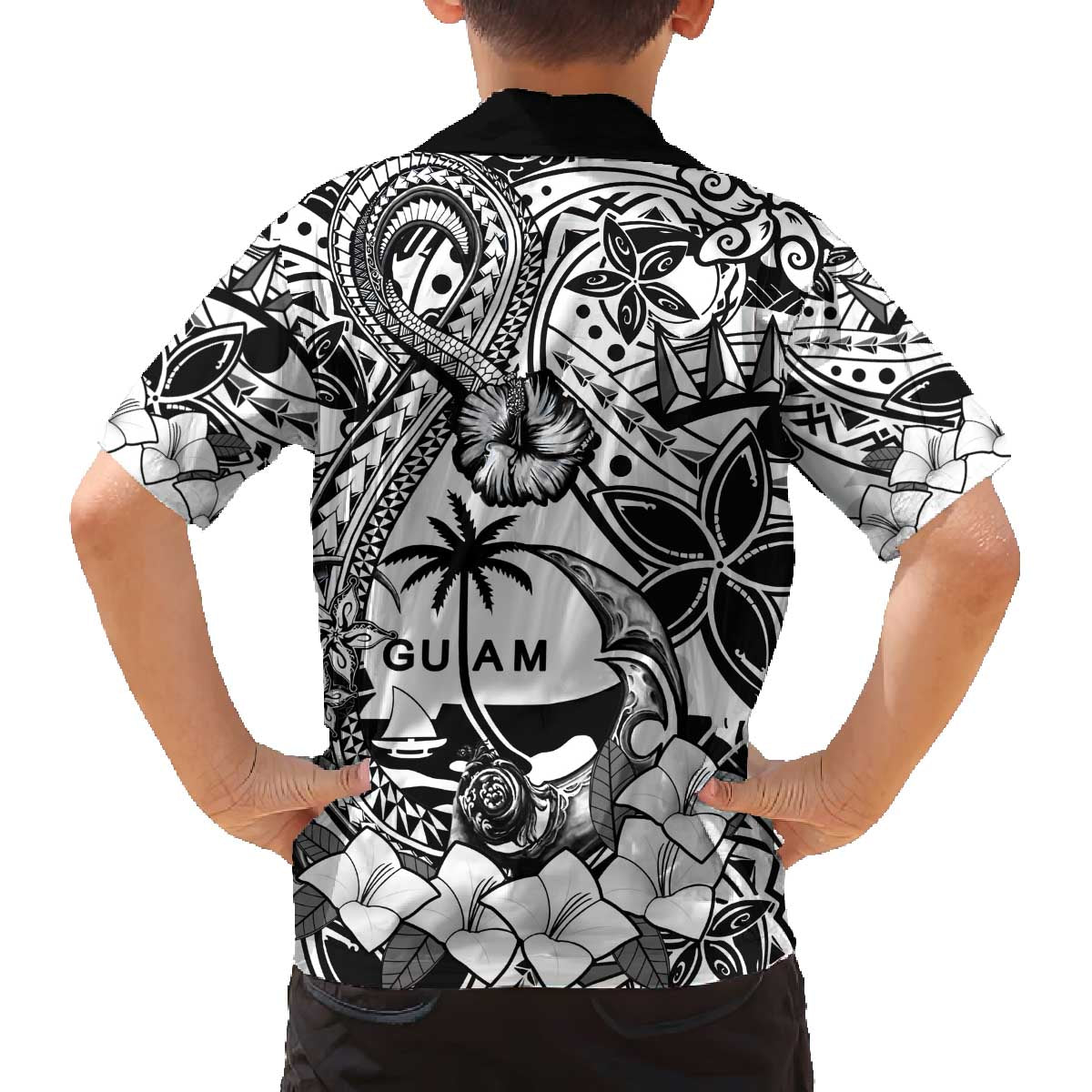 Guam Hafa Adai Guasali Flowers Family Matching Off The Shoulder Long Sleeve Dress and Hawaiian Shirt LT9 - Polynesian Pride