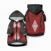 Tonga Rugby Pet Hoodie Go Champions World Cup 2023 Ngatu Unique LT9 Zip-up Red - Polynesian Pride