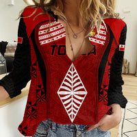 Custom Tonga Rugby Women Casual Shirt Go Champions World Cup 2023 Ngatu Unique LT9 Female Red - Polynesian Pride