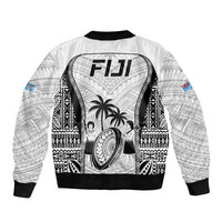 Fiji Rugby Bomber Jacket Go Champions World Cup 2023 Tapa Unique White Vibe LT9 - Polynesian Pride
