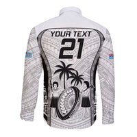 Custom Fiji Rugby Long Sleeve Button Shirt Go Champions World Cup 2023 Tapa Unique White Vibe LT9 - Polynesian Pride