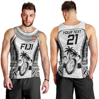 Custom Fiji Rugby Men Tank Top Go Champions World Cup 2023 Tapa Unique White Vibe LT9 - Polynesian Pride