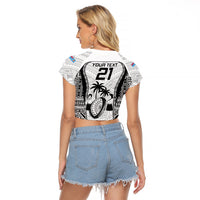 Custom Fiji Rugby Raglan Cropped T Shirt Go Champions World Cup 2023 Tapa Unique White Vibe LT9 - Polynesian Pride