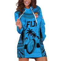 Fiji Rugby Hoodie Dress Go Champions World Cup 2023 Tapa Unique Blue Vibe LT9 Blue - Polynesian Pride