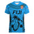 Fiji Rugby Women V Neck T Shirt Go Champions World Cup 2023 Tapa Unique Blue Vibe LT9 Female Blue - Polynesian Pride