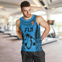 Custom Fiji Rugby Men Tank Top Go Champions World Cup 2023 Tapa Unique Blue Vibe LT9 - Polynesian Pride