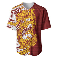 Couple Dolphins Maori Motif Baseball Jersey LT9 Burgundy - Polynesian Pride