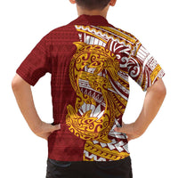 Couple Dolphins Maori Motif Family Matching Off The Shoulder Long Sleeve Dress and Hawaiian Shirt LT9 - Polynesian Pride