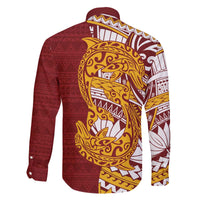 Couple Dolphins Maori Motif Family Matching Off The Shoulder Long Sleeve Dress and Hawaiian Shirt LT9 - Polynesian Pride