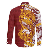 Couple Dolphins Maori Motif Family Matching Off Shoulder Maxi Dress and Hawaiian Shirt - Polynesian Pride