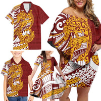 Couple Dolphins Maori Motif Family Matching Off Shoulder Short Dress and Hawaiian Shirt LT9 - Polynesian Pride