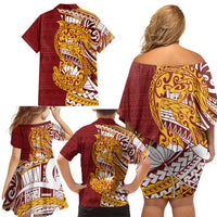 Couple Dolphins Maori Motif Family Matching Off Shoulder Short Dress and Hawaiian Shirt LT9 - Polynesian Pride