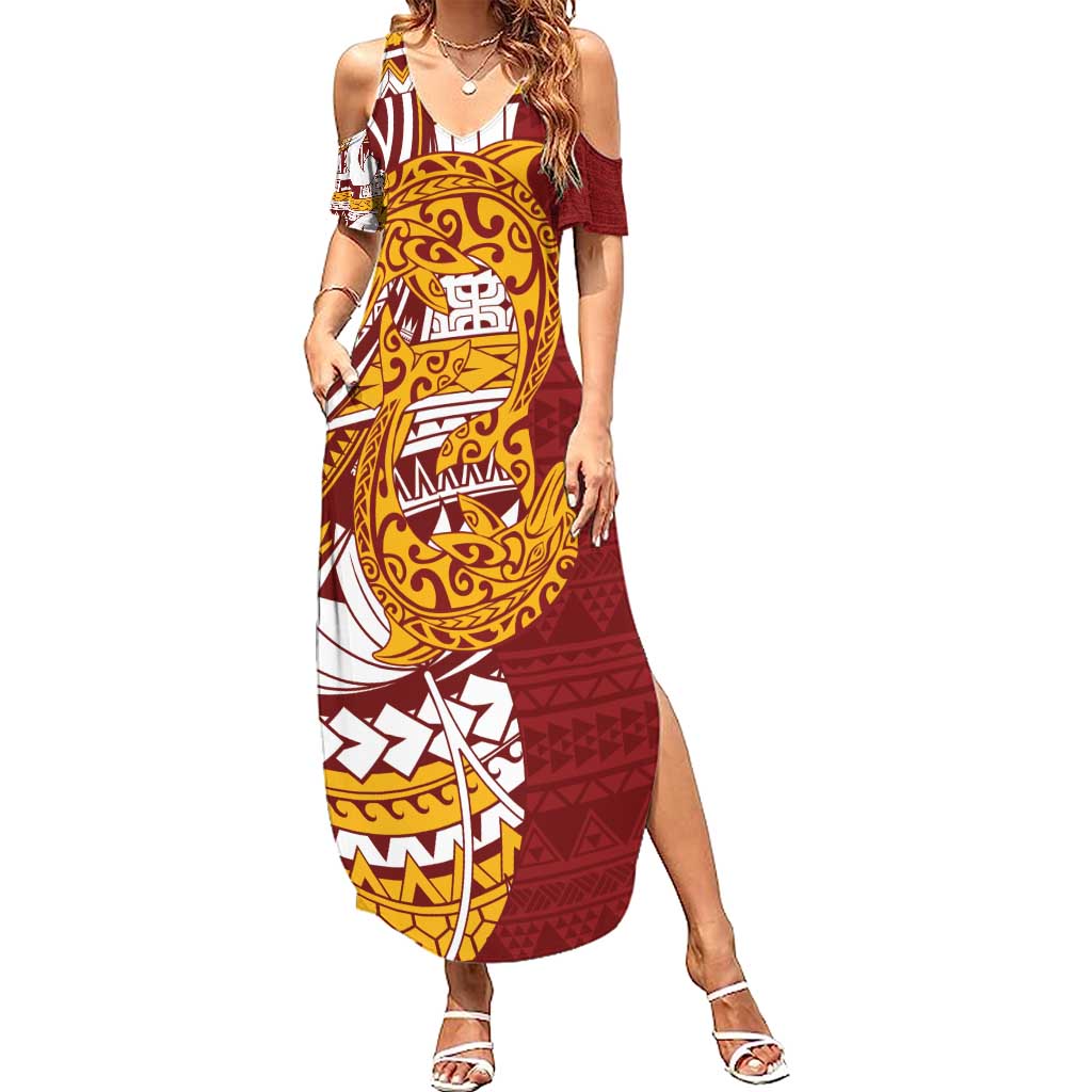 Couple Dolphins Maori Motif Family Matching Summer Maxi Dress and Hawaiian Shirt - Polynesian Pride
