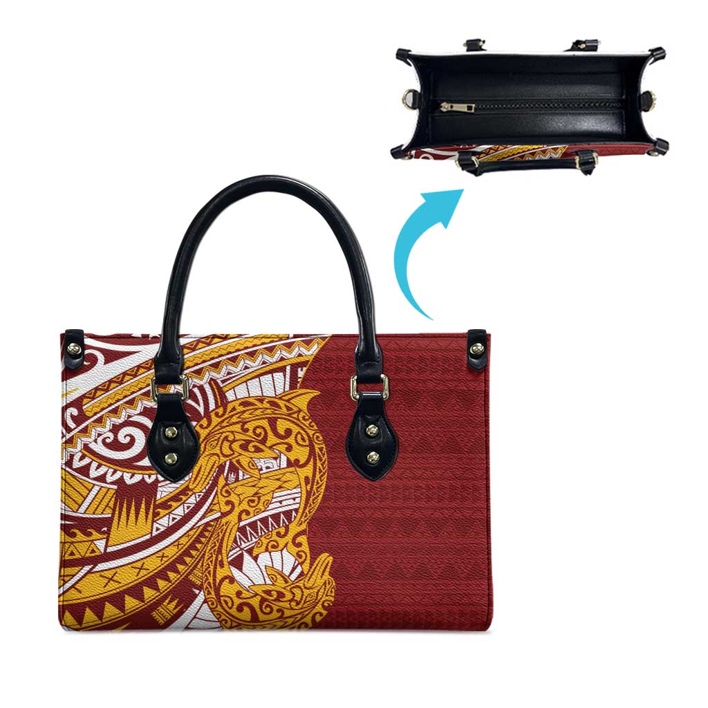 Couple Dolphins Maori Motif Leather Bag - Polynesian Pride