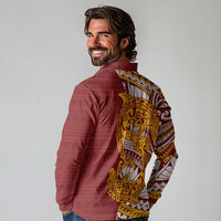 Couple Dolphins Maori Motif Long Sleeve Polo Shirt - Polynesian Pride