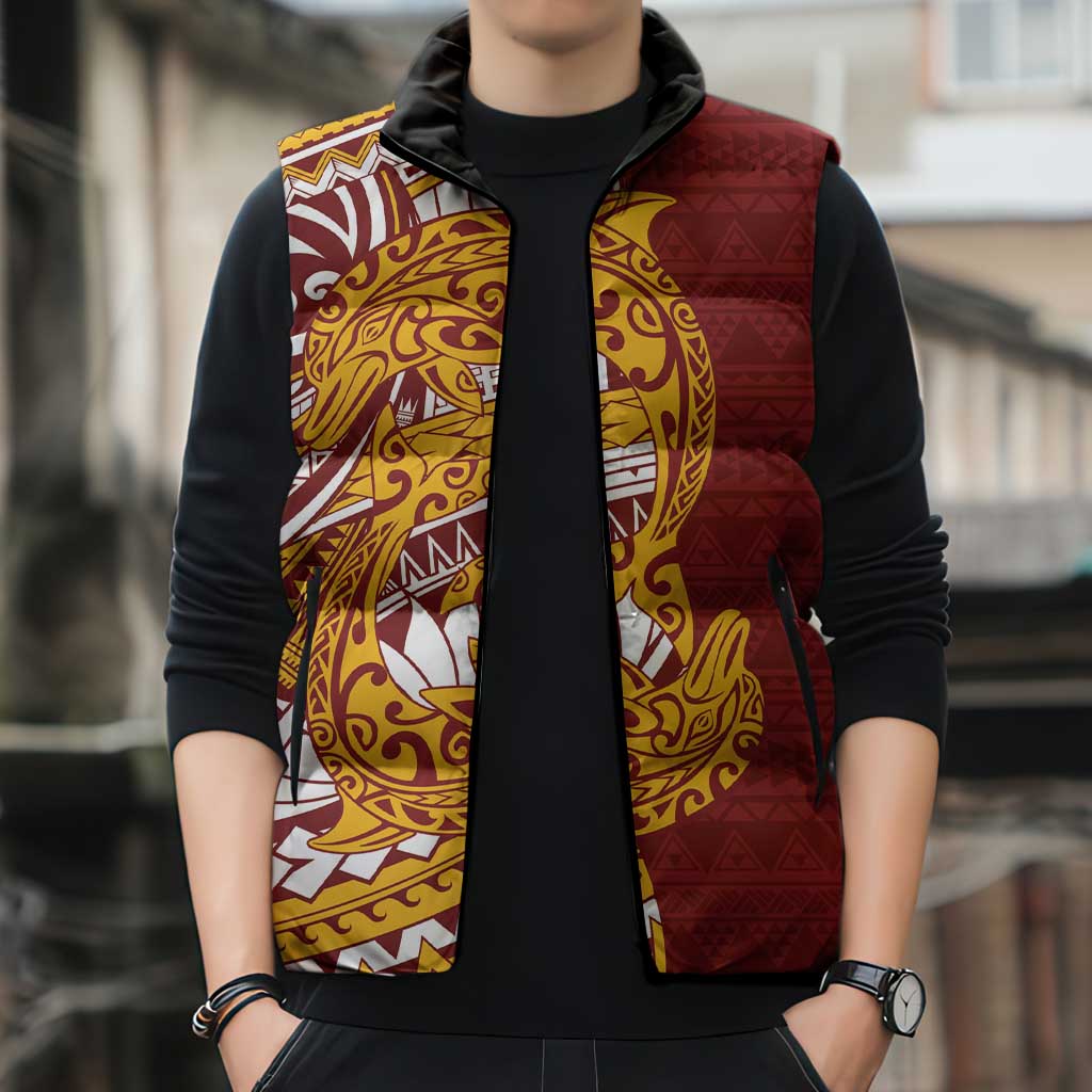 Couple Dolphins Maori Motif Sleeveless Puffer Jacket - Polynesian Pride