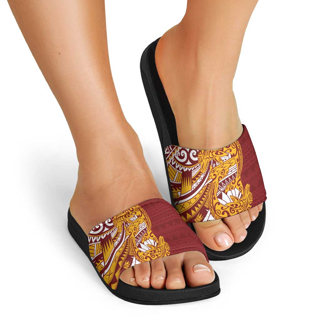 Couple Dolphins Maori Motif Slide Sandals - Polynesian Pride