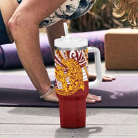 Couple Dolphins Maori Motif Tumbler With Handle - Polynesian Pride