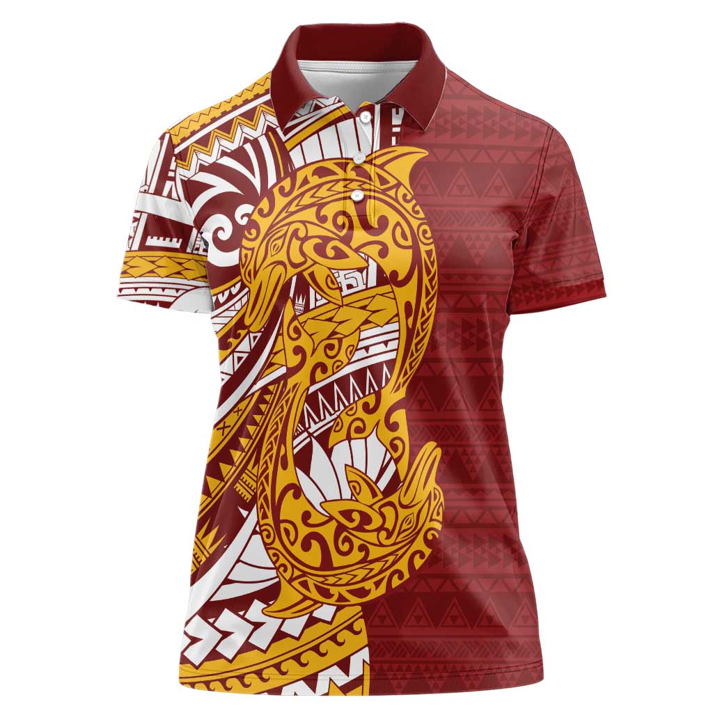 Couple Dolphins Maori Motif Women Polo Shirt - Polynesian Pride