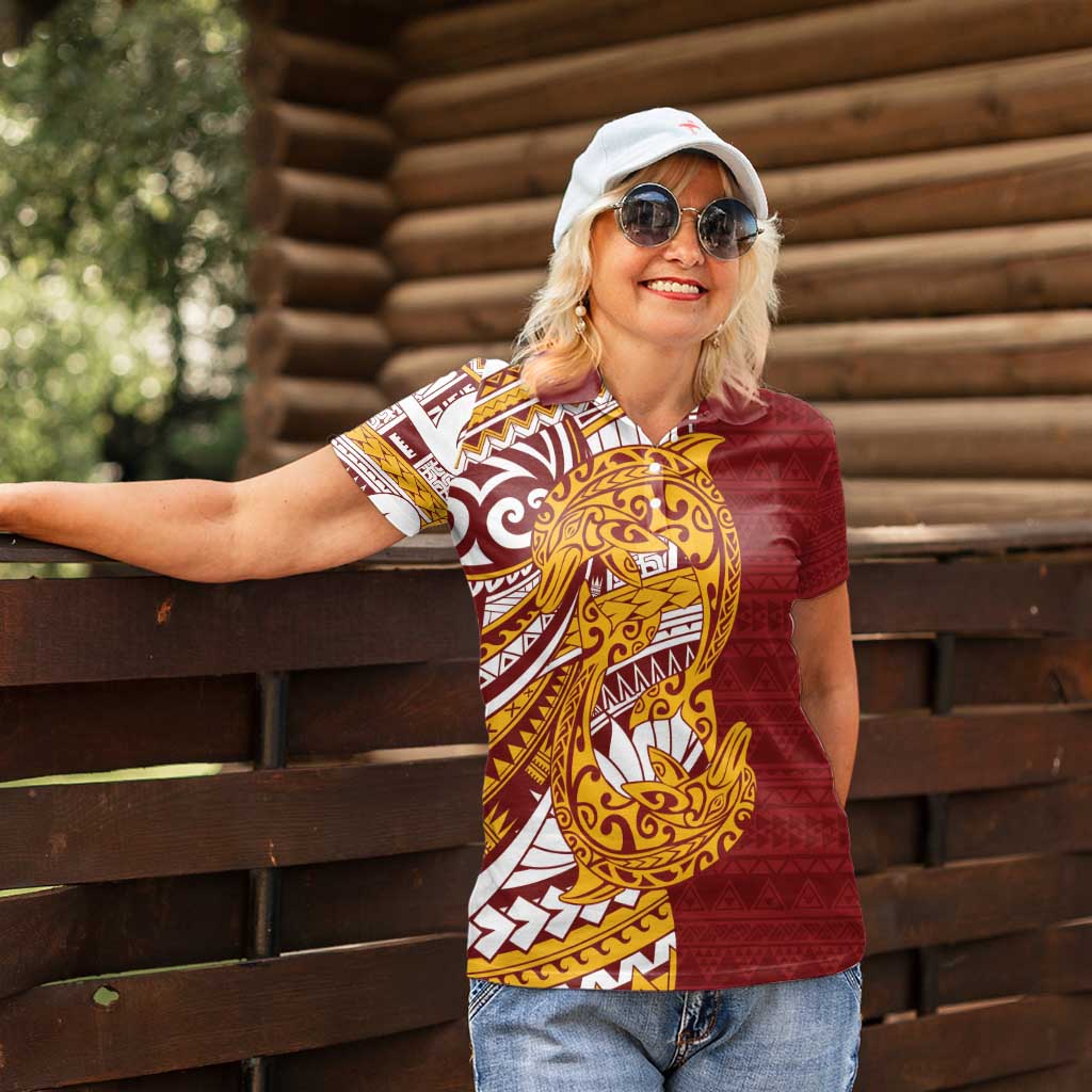 Couple Dolphins Maori Motif Women Polo Shirt - Polynesian Pride