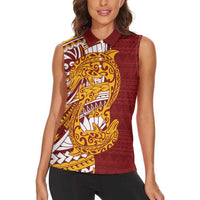 Couple Dolphins Maori Motif Women Sleeveless Polo Shirt - Polynesian Pride