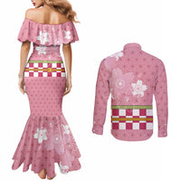 Japanese Asanoha Pattern Couples Matching Mermaid Dress and Long Sleeve Button Shirt Charm Against Evil Spirits - Polynesian Pride