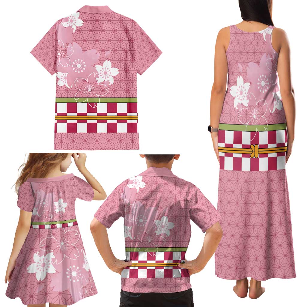 Japanese Asanoha Pattern Family Matching Tank Maxi Dress and Hawaiian Shirt Charm Against Evil Spirits - Polynesian Pride