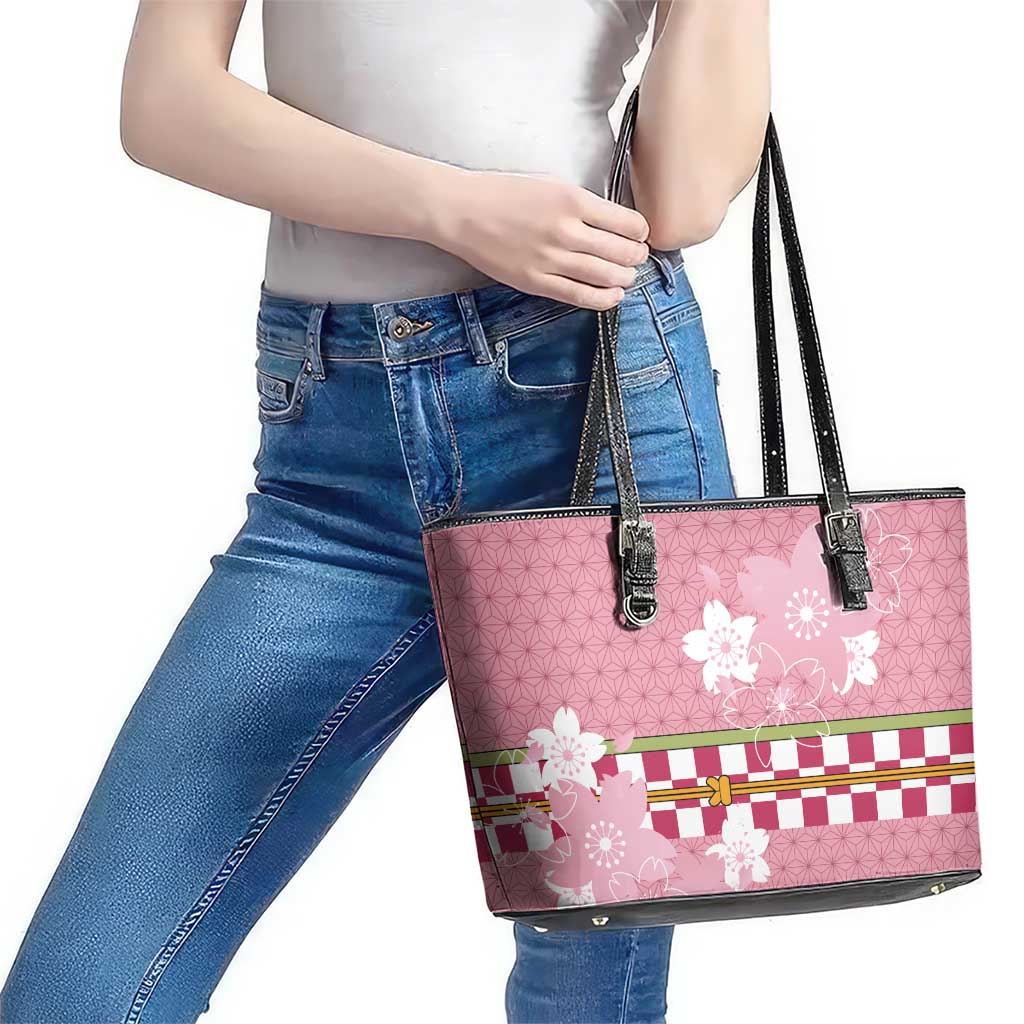 Japanese Asanoha Pattern Leather Tote Bag Charm Against Evil Spirits - Polynesian Pride