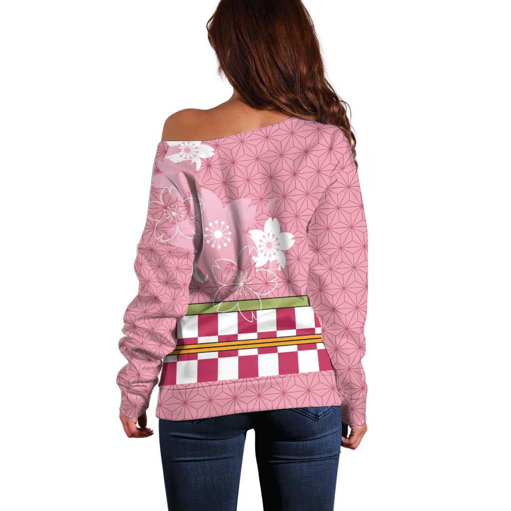 Japanese Asanoha Pattern Off Shoulder Sweater Charm Against Evil Spirits - Polynesian Pride