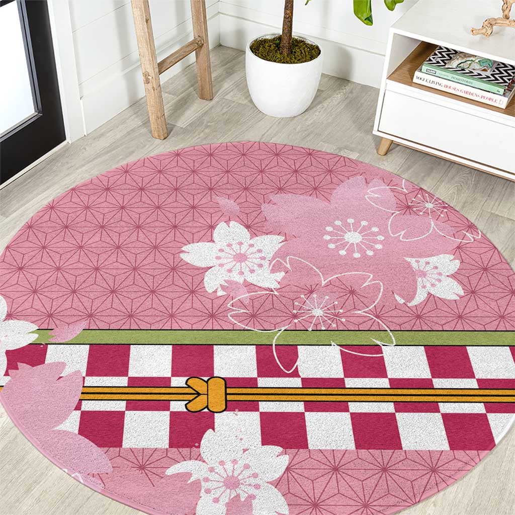 Japanese Asanoha Pattern Round Carpet Charm Against Evil Spirits LT9 Pink - Polynesian Pride