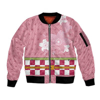 Japanese Asanoha Pattern Sleeve Zip Bomber Jacket Charm Against Evil Spirits - Polynesian Pride
