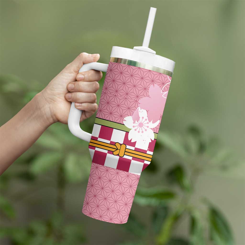 Japanese Asanoha Pattern Tumbler With Handle Charm Against Evil Spirits - Polynesian Pride