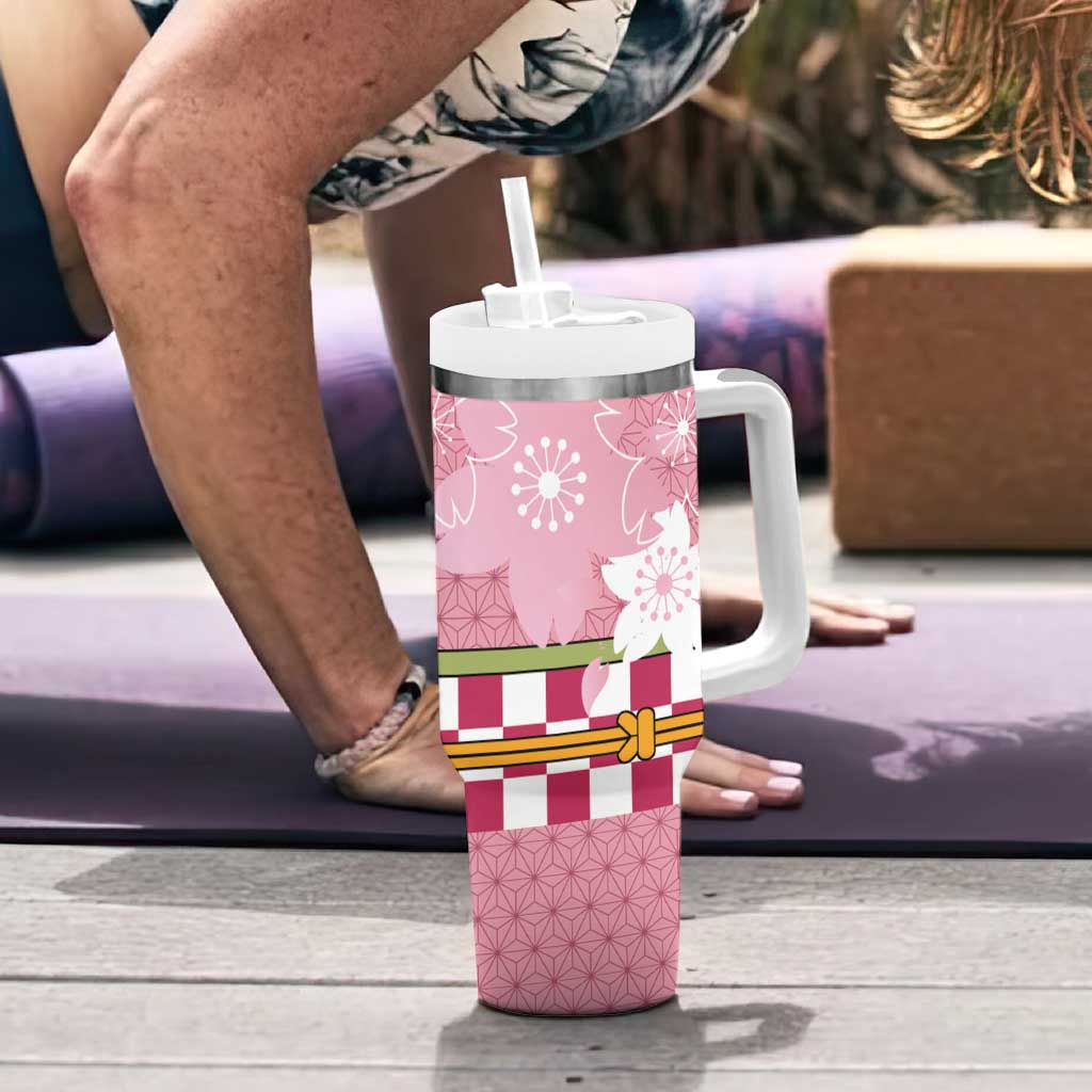 Japanese Asanoha Pattern Tumbler With Handle Charm Against Evil Spirits - Polynesian Pride