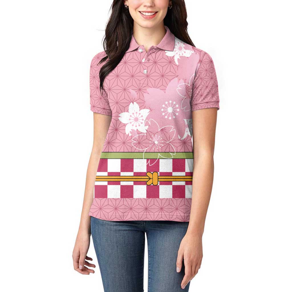 Japanese Asanoha Pattern Women Polo Shirt Charm Against Evil Spirits - Polynesian Pride