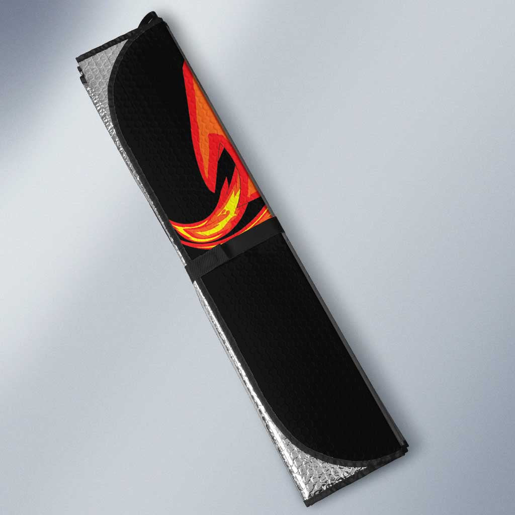Japanese Asanoha Pattern Auto Sun Shade Sun Flame Slayer Dragon Hinokami Kagura Spirit - Polynesian Pride