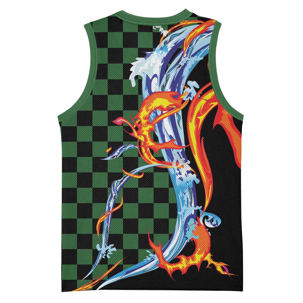 Japanese Asanoha Pattern Basketball Jersey Sun Flame Slayer Dragon Hinokami Kagura Spirit - Polynesian Pride