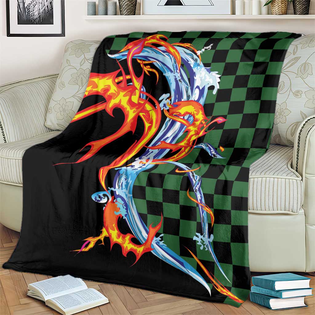 Japanese Asanoha Pattern Blanket Sun Flame Slayer Dragon Hinokami Kagura Spirit LT9 - Polynesian Pride