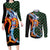 Japanese Asanoha Pattern Couples Matching Long Sleeve Bodycon Dress and Long Sleeve Button Shirt Sun Flame Slayer Dragon Hinokami Kagura Spirit - Polynesian Pride